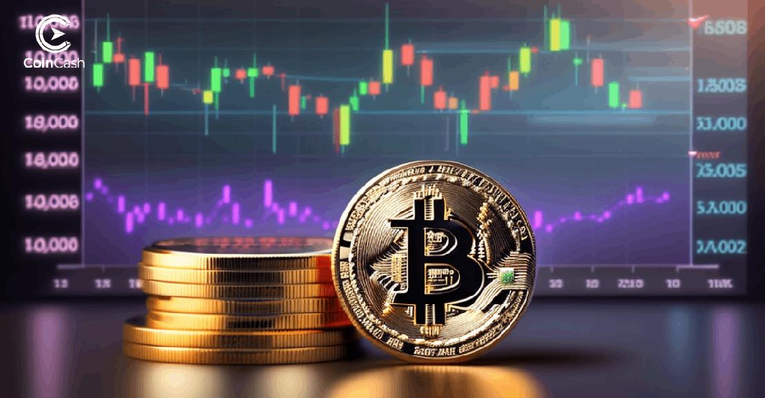 Bitcoin logó árfolyamokkal a háttérben